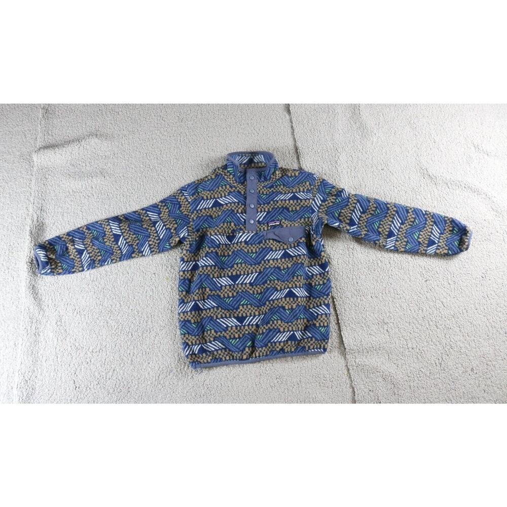 Patagonia Synchilla Kids Medium Multi Aztec Print T Snap Fleece Pullover Pocket